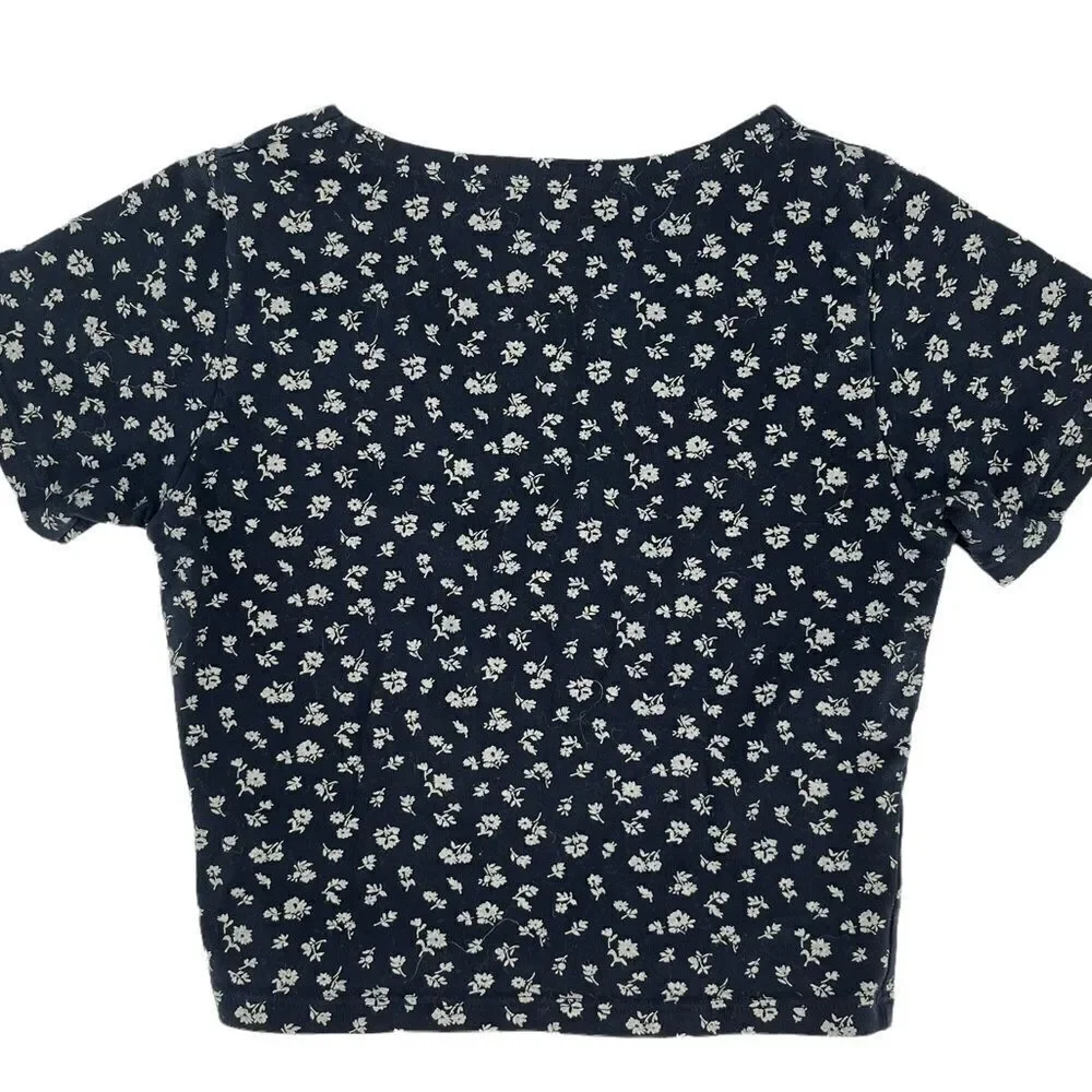 Brandy Melville Floral Amara‎ Crop Top OS Black Small medium - Picture 4 of 7